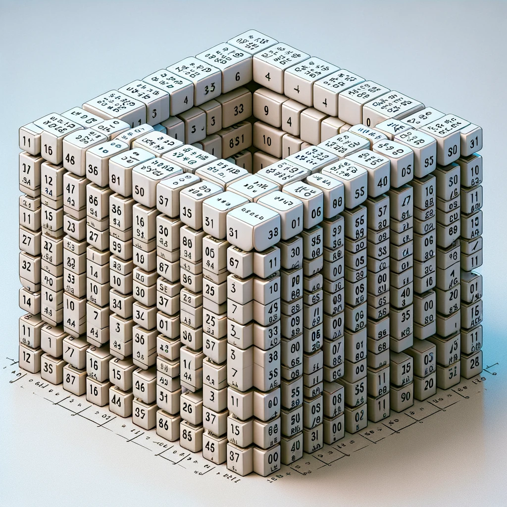 An image depicting a grid with numbers filling each cell, demonstrating the output of a nested for loop.