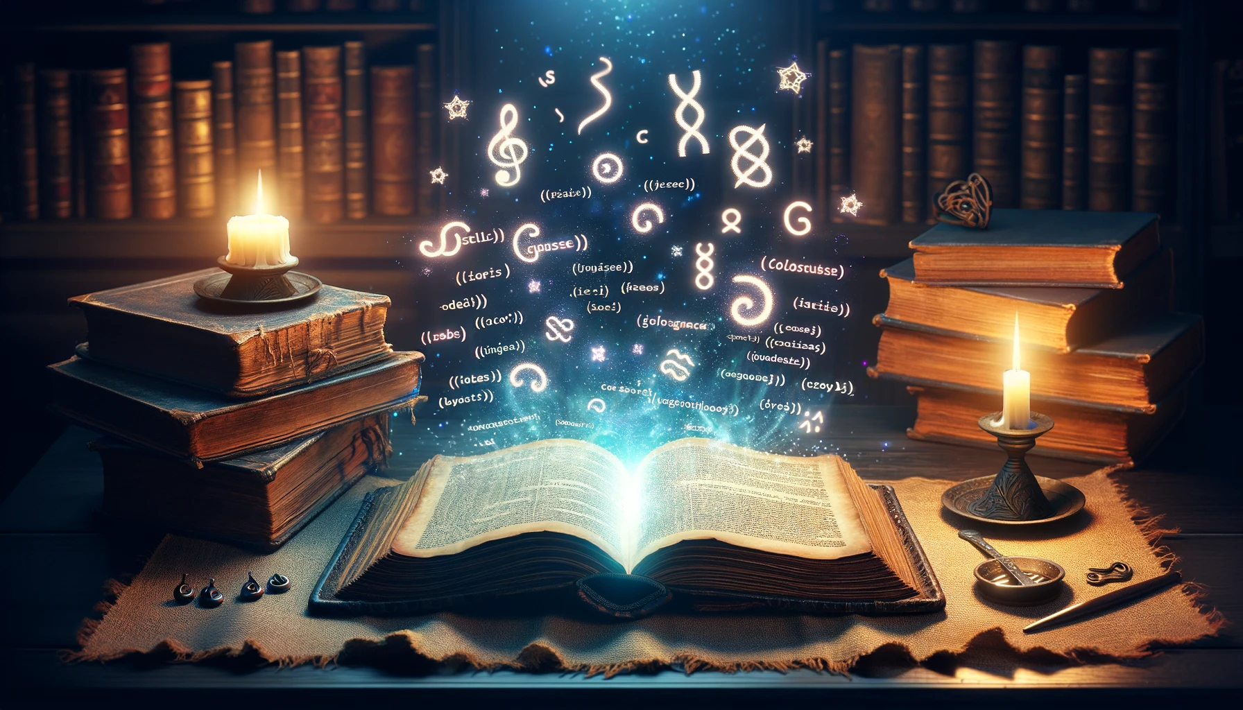 A banner image depicting a magical book with code symbols floating around it, symbolizing the mysterious and powerful concept of closures in JavaScript.